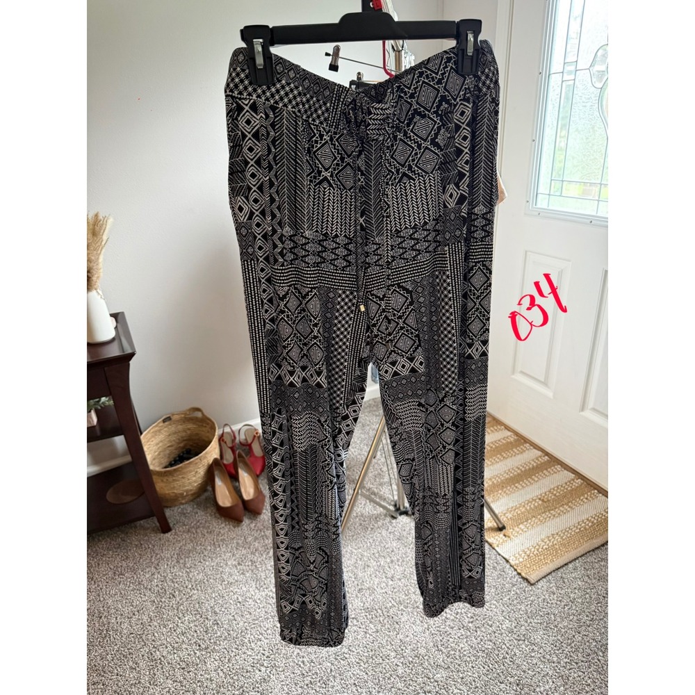 Unbranded Jogger Pants Women Medium Black White Geometric Boho Excellent Used